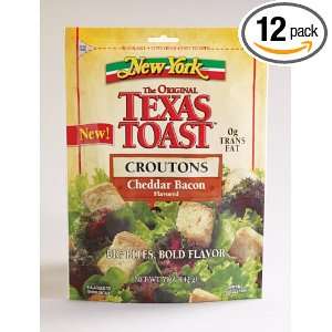 New York Texas Toast Cheddar Bacon Croutons, 5 Ounce Bags (Pack of 12 
