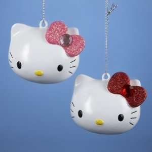  24 Tween Christmas Hello Kitty Head with Pink/Red Bow 