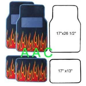  A Set of 4 Universal Fit Fire Flame Carpet Floor Mats for 