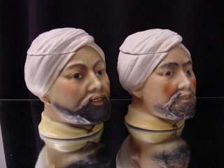 antique tobacco jars, men with beards and turbans  