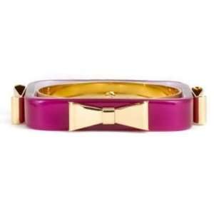 New Authentic Ted Baker London Fuchsia Gold Bow Square Charry Bangle 