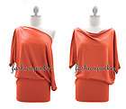 CORAL Cowl Off the Shoulder Top Draped Neck Jersey Tuni