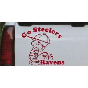 Red 22in X 24.8in    Go Steelers Pee On Ravens Pee Ons Car Window Wall 