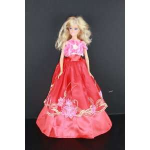  Red Ball Gown with Ribbon on the Botice and Flowers on the 