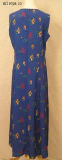 Long Blue Floral Leslie Fay Easy Care Cruise Dress 12  