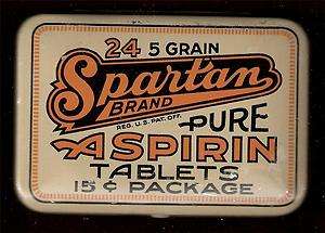 Spartan Brand Aspirin Tablet Tin Unused Old Stock  