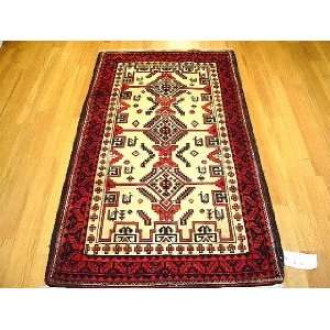  3x6 Hand Knotted Baluch Persian Rug   62x33