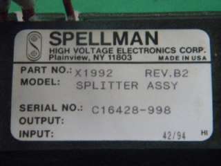 Spellman X1992 High Voltage Power Supply Splitter Assem  
