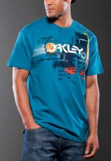 OAKLEY CLOTHING T SHIRT FACTORY WHITE AND ASTRAL BLUE  