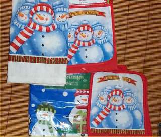 Snowman Kitchen Towel Hot Pad Table Cloth Christmas #2  