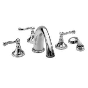   White Amisa Amisa Triple Handle Roman Tub Faucet with Handshower and M