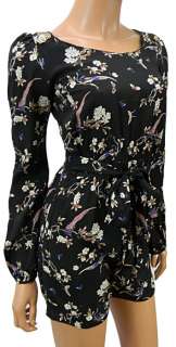 ATMOSPHERE BLACK FLORAL BIRD PLAYSUIT NEW SIZE 8   20  