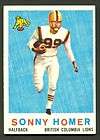 1959 Topps CFL #13 Sonny Lawrence Homer British Columbia LIONS Grays 