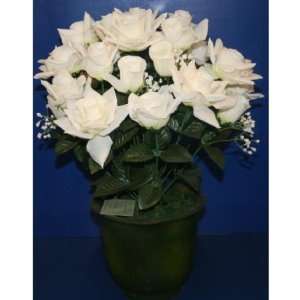  18H White Rose Bush With Pot Case Pack 4