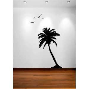  Palm Cocunut Tree Wall Decal with Seagull Birds #1107 108 