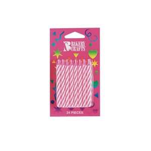  Bakery Crafts 2.5 Pink Stripe Candle, 24 pk