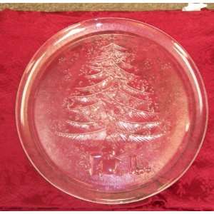   Christmas Tree Etched Design Glass Platter 13 