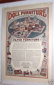 1910S NEEDLECRAFT PAPER DOLL FURNITURE AD AUGUSTA ME  