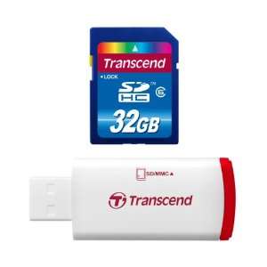  Transcend 32GB SDHC Class 6 Card with USB Card Reader 