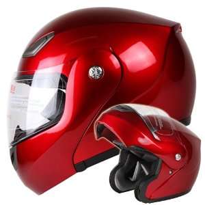  Metallic Wine Red Modular Flip up Motorcycle Helmet DOT 