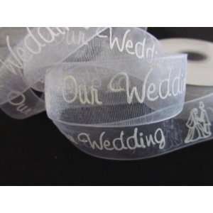 25 yards Spool/Roll White Organza Sheer 7/8 Craft Ribbon Our Wedding 
