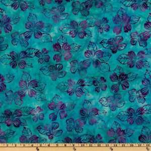   Wide Artisan Batiks Splendid Floral Spring Blue Fabric By The Yard