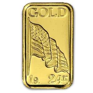  1 Gram Flag Design Gold Bar .9999 Fine 
