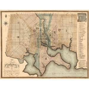  BALTIMORE MARYLAND (MD) PLAN OF THE CITY MAP 1822