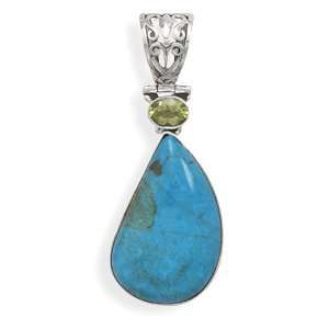 Chrysocolla and Peridot Pendant in Sterling Silver West 