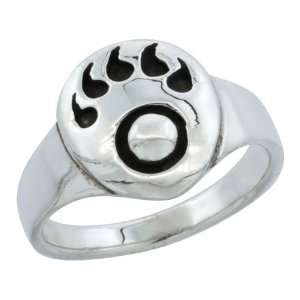  Sterling Silver Bear Paw Ring, 1/2 in. (12.5 mm) wide 