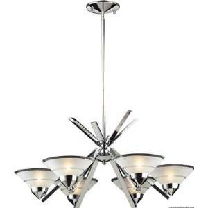  6 Light Chandelier In Polished Chrome And Etched Clear 