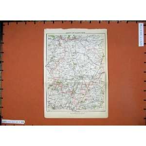  1895 Colour Map Huntingdon England Bedford Peterborough 