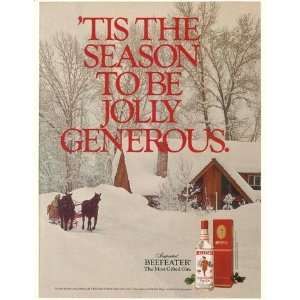  1985 Beefeater Gin Be Jolly Generous Christmas Print Ad 