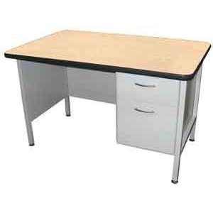  American Desk 51RO Single Pedestal Desk   Oak / Putty w 