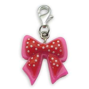 Beggar Charms pendant Bow red/pink/white points #8923, bracelet Charm 
