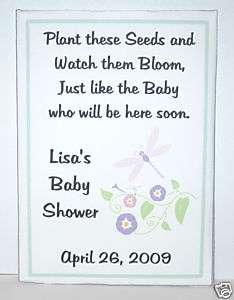 Custom Dragonfly Baby Shower Seed Packets Favors  