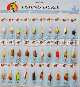 Top Fishing Gear 30 Pcs Assorted Spoon Metal Fishing Lure Spinner 
