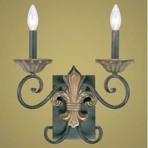 Fleur de Lis Collection 2 Light 14 French Gold Wall Sconce 10822 FG