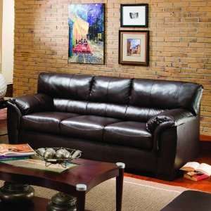  Simmons London Walnut Leather Sofa, Brown, 81L x 36W x 38H 