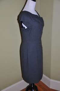 CREW Wool Crepe Origami Sheath Dress 4 Dark Charcoal $188 NEW  