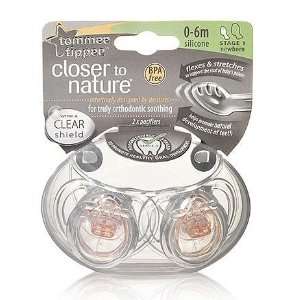 Tommee Tippee 2 Pack Closer to Nature Clear Shield Pacifier   0 6m 