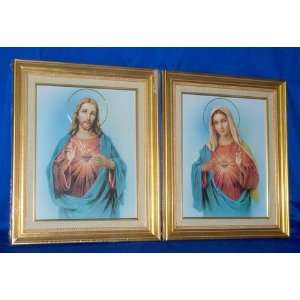   JESUS & IMMACULATE HEART OF MARY   Set of two 18 x 15 picture frame