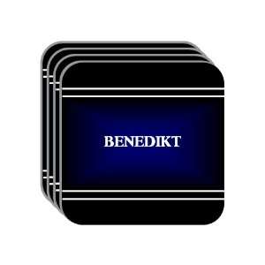 Personal Name Gift   BENEDIKT Set of 4 Mini Mousepad Coasters (black 