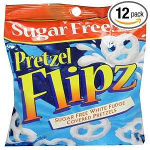 Flipz Sugar Free Pretzels, White Fudge, 3 Ounce Packages (Pack of 12 