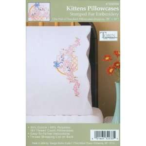  Stamped Pillowcase 20x30 Pair For Embroidery Kittens 