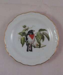 Vintage Small 3.75 Plate Tray Baltimore Oriole ? Bird Gold Trim 