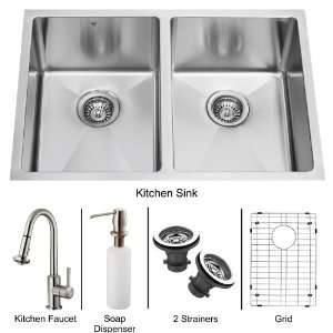 Vigo VG15061 Stainless Steel Kitchen Sink and Faucet Combos Double 