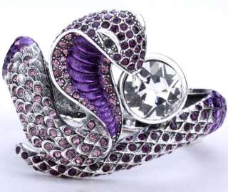 Purple swarovski crystal cobra snake bangle bracelet 6  