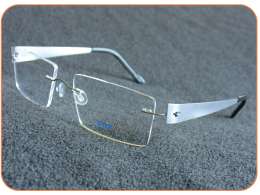 Sarah Palin Styled Silver Rimless Titanium Eyeglasses  