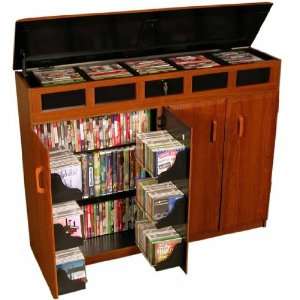  Top Load CD DVD Media Storage Cabinet in Cherry Furniture 